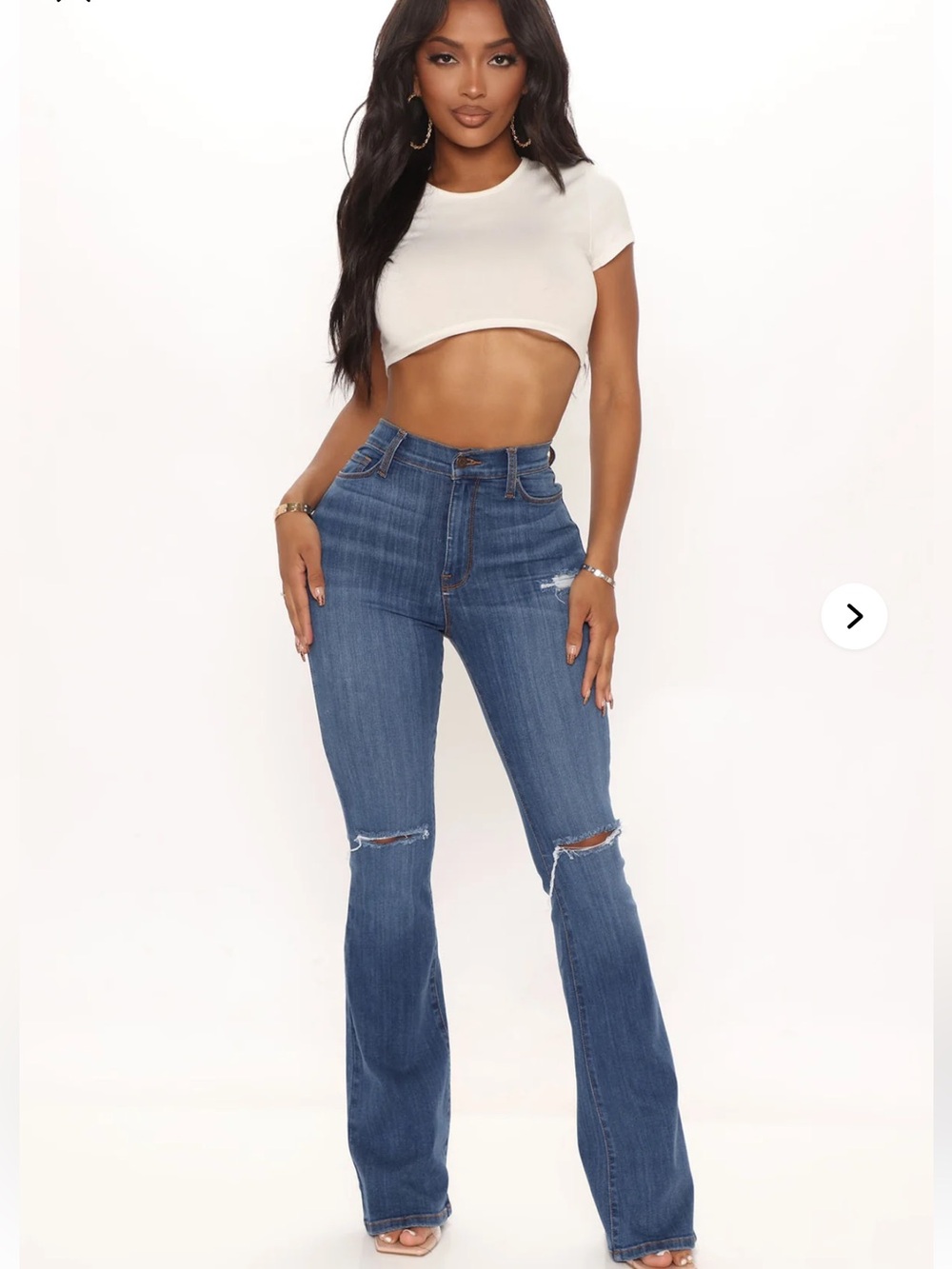 Luxurious Distressed Super Stretch Flare Jeans